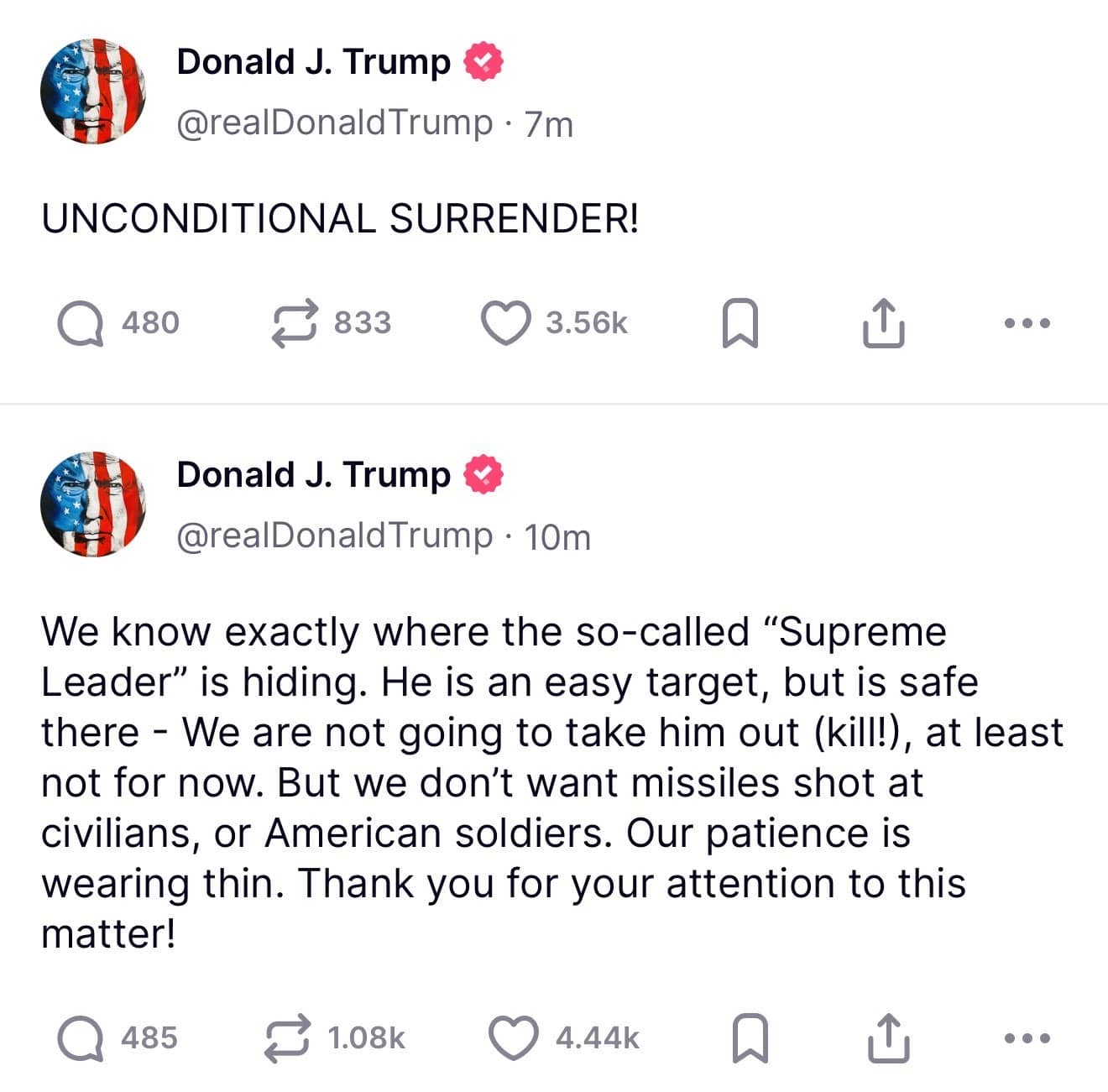 Trump threatens another foreign leader